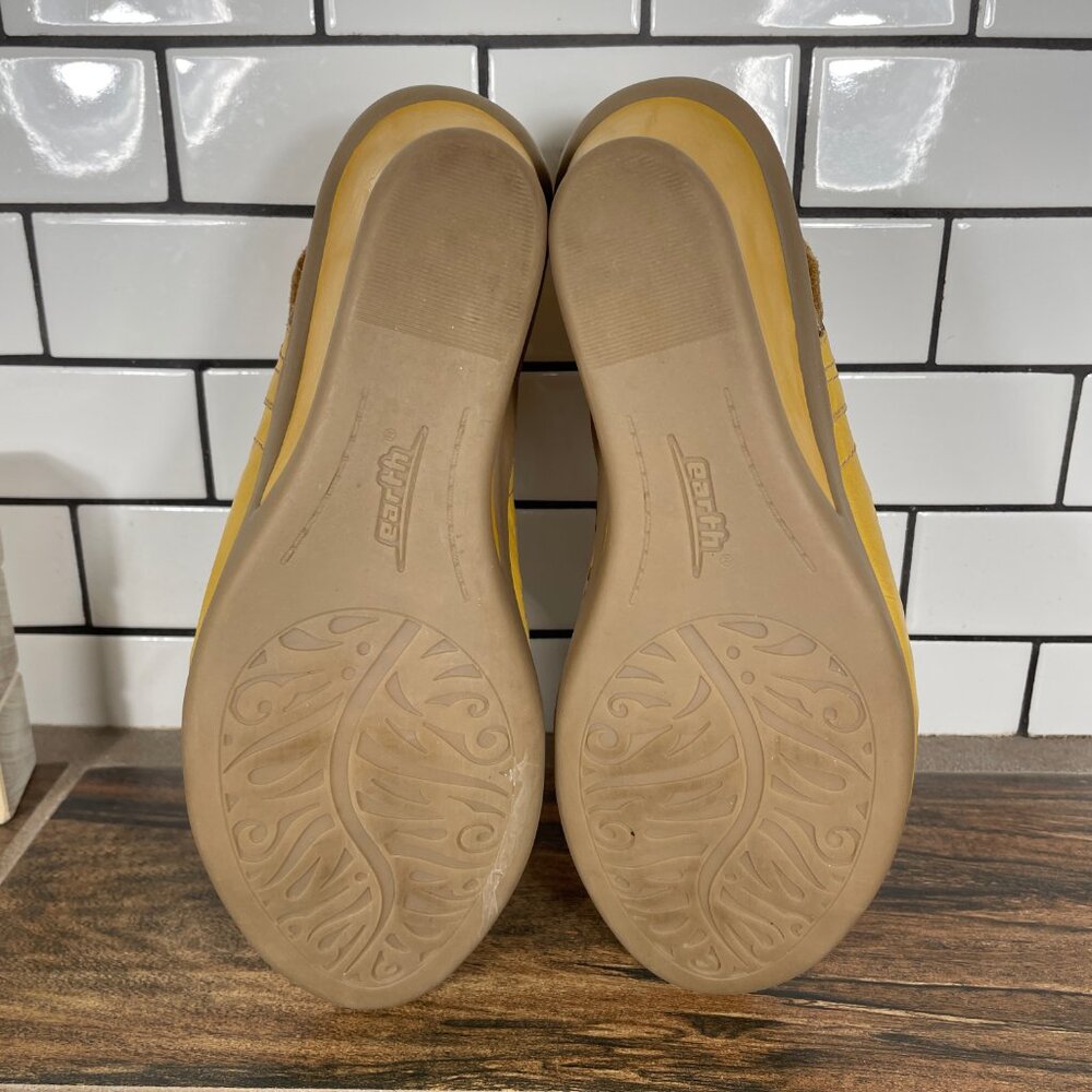 Earth Cascade Womens Size 7.5 Shoes Yellow Leather Peep Toe Slingback Sandal - Picture 9 of 15